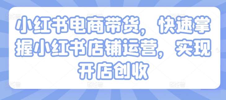 小红书电商带货，快速掌握小红书店铺运营，实现开店创收-哔搭谋事网-原创客谋事网