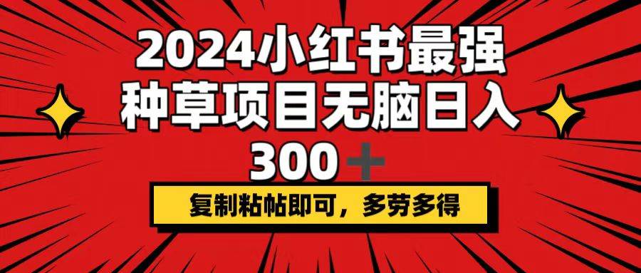 （12336期）2024小红书最强种草项目，无脑日入300+，复制粘帖即可，多劳多得-哔搭谋事网-原创客谋事网