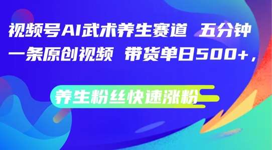 视频号AI武术养生赛道，五分钟一条原创视频，带货单日几张，养生粉丝快速涨粉【揭秘】-哔搭谋事网-原创客谋事网