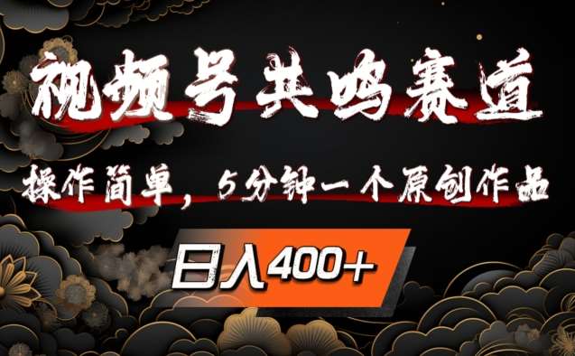 视频号共鸣赛道，操作简单，5分钟1个原创作品，日入几张【揭秘】-哔搭谋事网-原创客谋事网