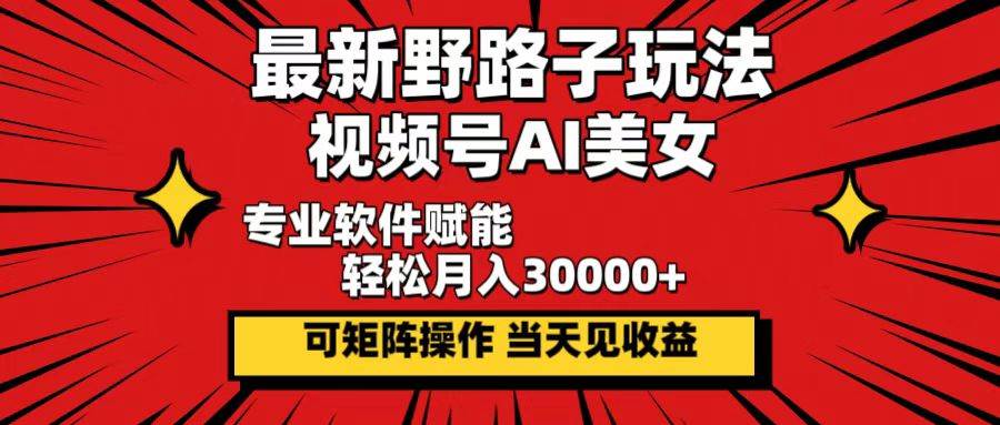 （12798期）最新野路子玩法，视频号AI美女，当天见收益，轻松月入30000＋-哔搭谋事网-原创客谋事网