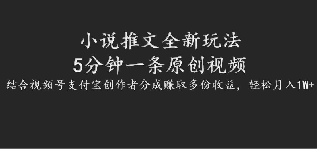 小说推文全新玩法，5分钟一条原创视频，结合视频号支付宝创作者分成赚取多份收益-哔搭谋事网-原创客谋事网