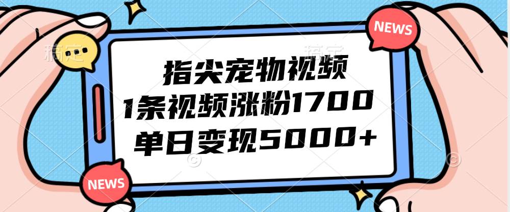 （12549期）指尖宠物视频，1条视频涨粉1700，单日变现5000+-哔搭谋事网-原创客谋事网