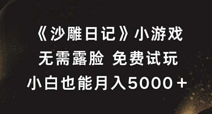 《沙雕日记》小游戏，无需露脸免费试玩，小白也能月入5000+【揭秘】-哔搭谋事网-原创客谋事网