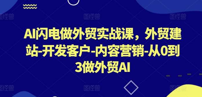 AI闪电做外贸实战课，​外贸建站-开发客户-内容营销-从0到3做外贸AI（更新）-哔搭谋事网-原创客谋事网