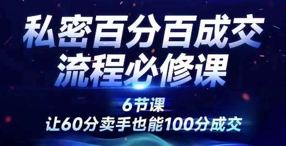 私密百分百成交流程线上训练营，绝对成交，让60分卖手也能100分成交-哔搭谋事网-原创客谋事网