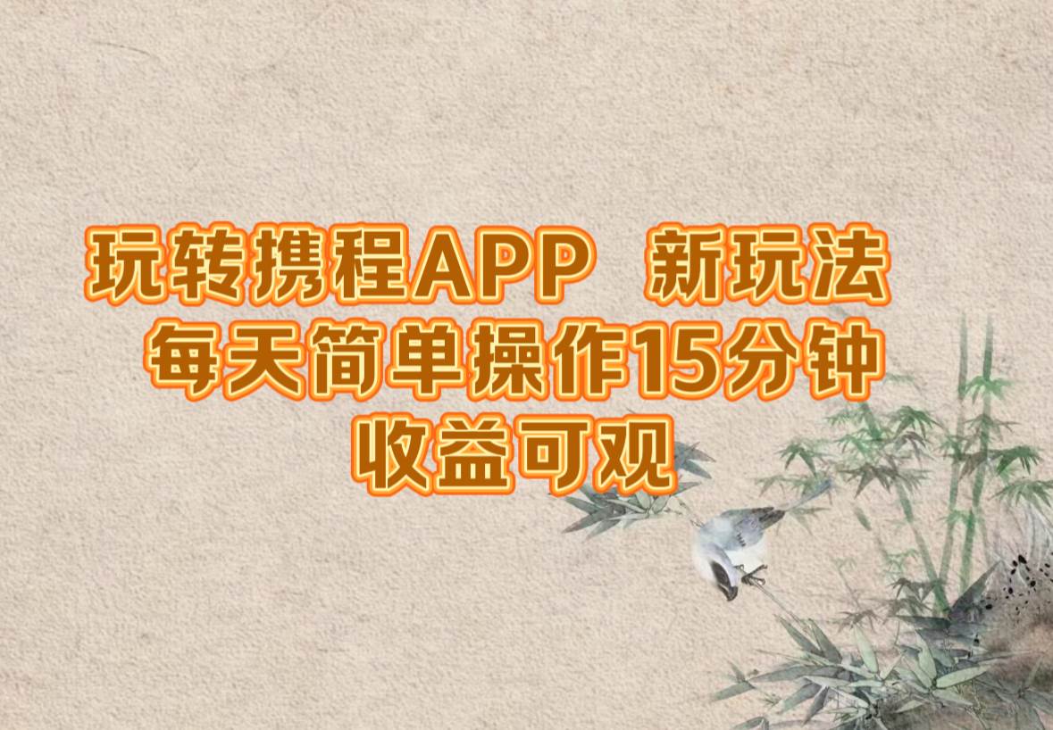 （12705期）玩转携程APP，新玩法，每天简单操作15分钟，收益可观-哔搭谋事网-原创客谋事网