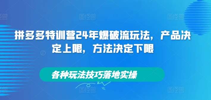 拼多多特训营24年爆破流玩法，产品决定上限，方法决定下限，各种玩法技巧落地实操-哔搭谋事网-原创客谋事网