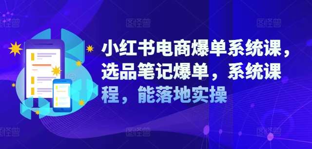 小红书电商爆单系统课，选品笔记爆单，系统课程，能落地实操-哔搭谋事网-原创客谋事网