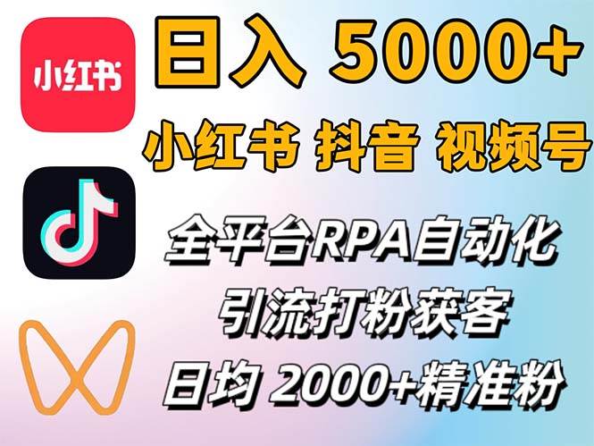 （12421期）小红书、抖音、视频号RPA全自动矩阵引流截流获客工具，日均2000+精准粉丝-哔搭谋事网-原创客谋事网