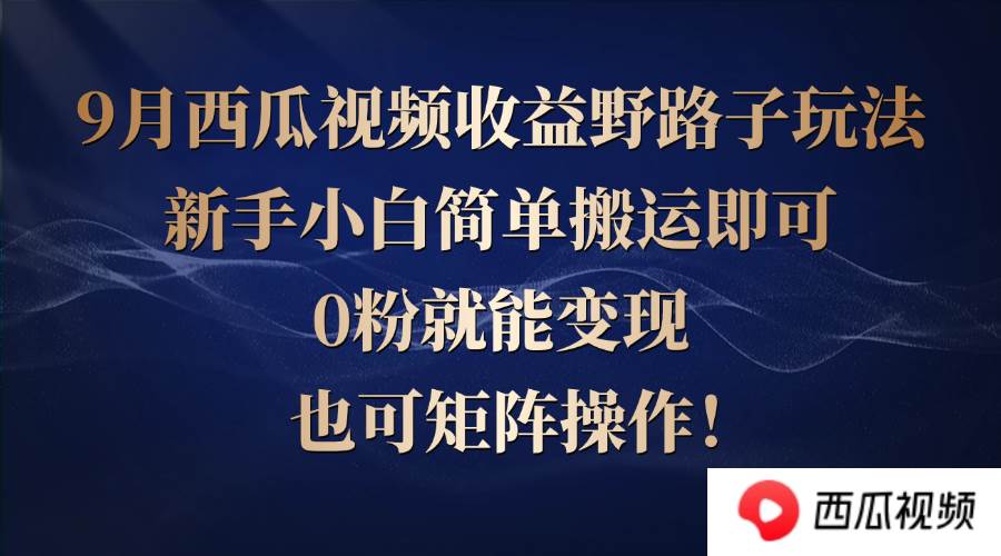 （12760期）西瓜视频收益野路子玩法，新手小白简单搬运即可，0粉就能变现，也可矩…-哔搭谋事网-原创客谋事网