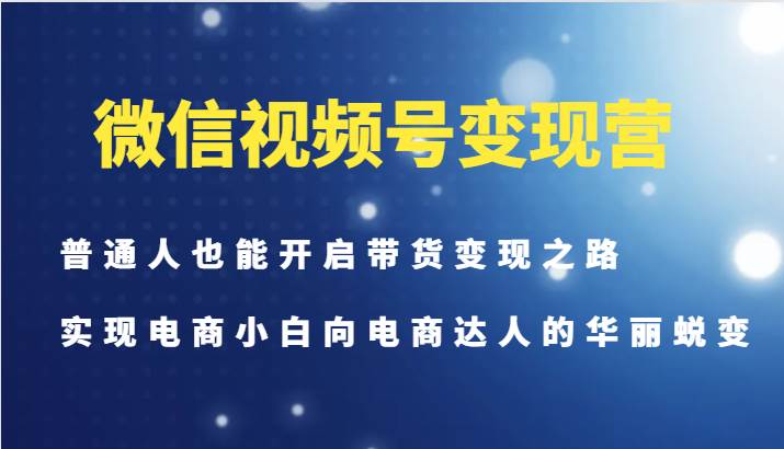 微信视频号变现营-普通人也能开启带货变现之路，实现电商小白向电商达人的华丽蜕变-哔搭谋事网-原创客谋事网