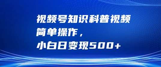 视频号知识科普视频，简单操作，小白日变现500+【揭秘】-哔搭谋事网-原创客谋事网