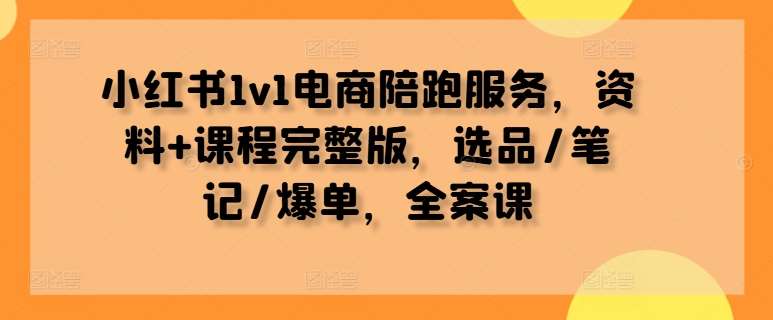 小红书1v1电商陪跑服务，资料+课程完整版，选品/笔记/爆单，全案课-哔搭谋事网-原创客谋事网