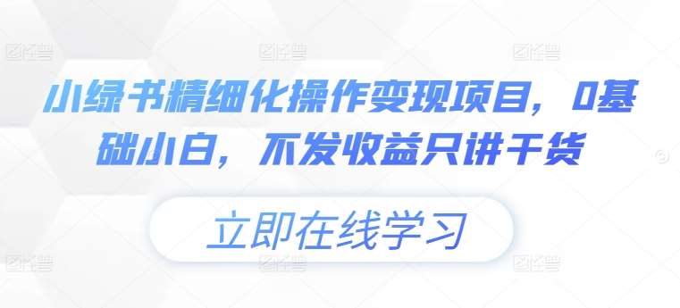 小绿书精细化操作变现项目，0基础小白，不发收益只讲干货-哔搭谋事网-原创客谋事网