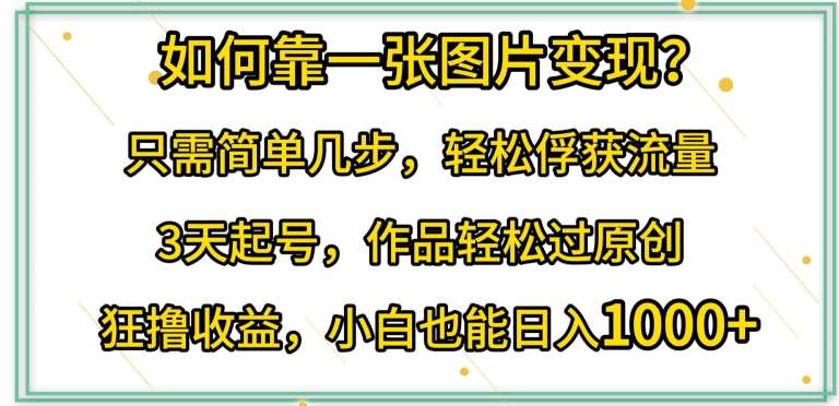 如何靠一张图片变现?只需简单几步，轻松俘获流量，3天起号，作品轻松过原创【揭秘】-哔搭谋事网-原创客谋事网