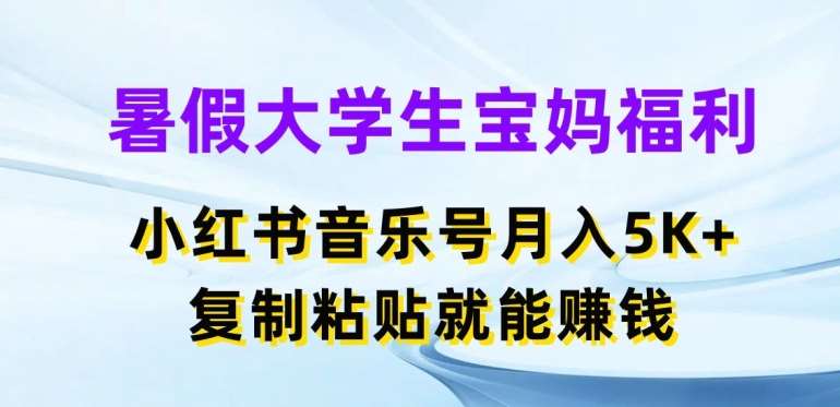 暑假大学生宝妈福利，小红书音乐号月入5000+，复制粘贴就能赚钱【揭秘】-哔搭谋事网-原创客谋事网