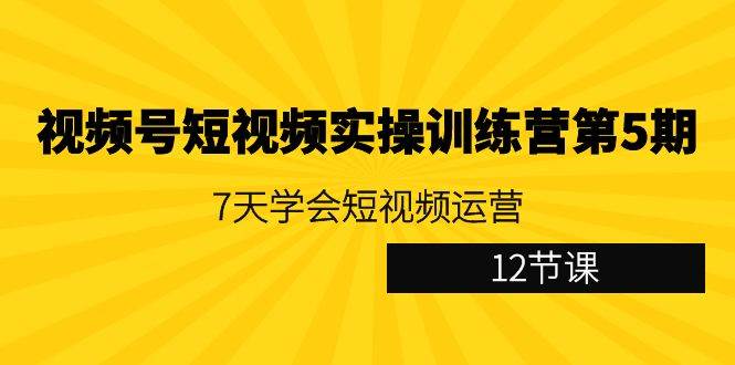 （9029期）视频号短视频实操训练营第5期：7天学会短视频运营（12节课）-哔搭谋事网-原创客谋事网