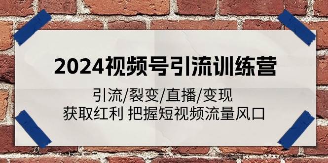 2024视频号引流训练营：引流/裂变/直播/变现 获取红利 把握短视频流量风口-哔搭谋事网-原创客谋事网