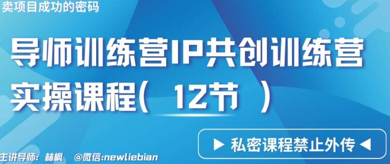 导师训练营3.0IP共创训练营私密实操课程（12节）-卖项目的密码成功秘诀【揭秘】-哔搭谋事网-原创客谋事网