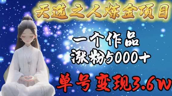 天选之人炼金项目，一个作品涨粉5000+，单号变现3.6w【揭秘】-哔搭谋事网-原创客谋事网