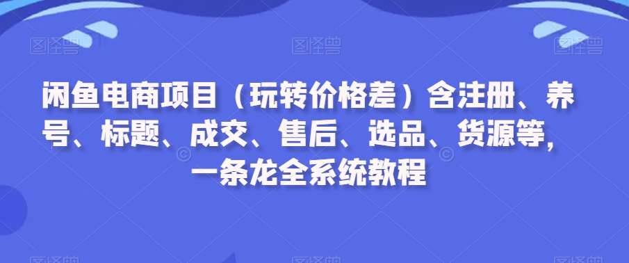 闲鱼电商项目（玩转价格差）含注册、养号、标题、成交、售后、选品、货源等，一条龙全系统教程-哔搭谋事网-原创客谋事网