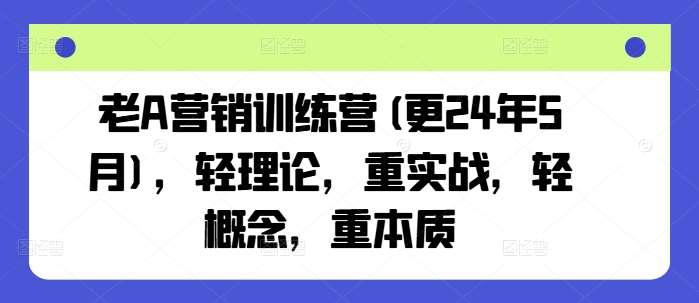 老A营销训练营(更24年6月)，轻理论，重实战，轻概念，重本质-哔搭谋事网-原创客谋事网