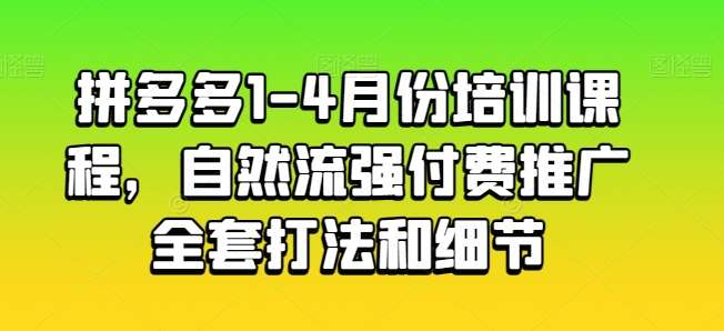 拼多多1-4月份培训课程，自然流强付费推广全套打法和细节-哔搭谋事网-原创客谋事网