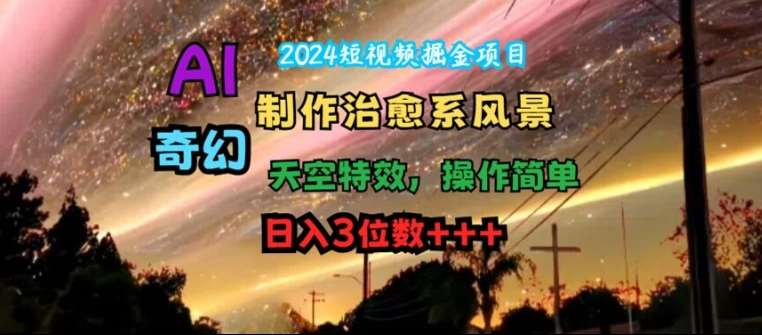 2024短视频掘金项目，AI制作治愈系风景，奇幻天空特效，操作简单，日入3位数【揭秘】-哔搭谋事网-原创客谋事网