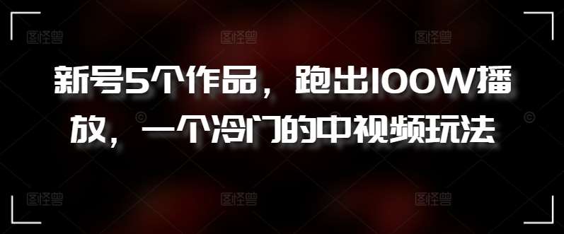 新号5个作品，跑出100W播放，一个冷门的中视频玩法【揭秘】-哔搭谋事网-原创客谋事网