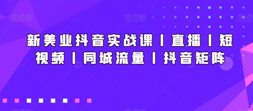 新美业抖音实战课丨直播丨短视频丨同城流量丨抖音矩阵-哔搭谋事网-原创客谋事网