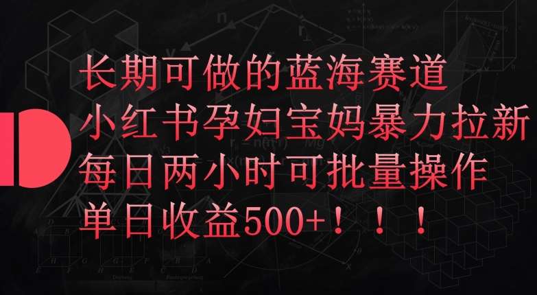 长期可做的蓝海赛道，小红书孕妇宝妈暴力拉新玩法，每日两小时可批量操作，单日收益500+【揭秘】-哔搭谋事网-原创客谋事网