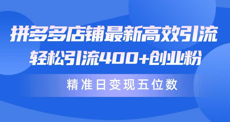 （10041期）拼多多店铺最新高效引流术，轻松引流400+创业粉，精准日变现五位数！-哔搭谋事网-原创客谋事网