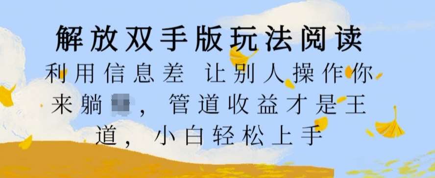 解放双手版玩法阅读，利用信息差让别人操作你来躺Z，管道收益才是王道，小白轻松上手【揭秘】-哔搭谋事网-原创客谋事网