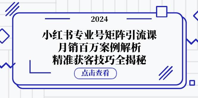 （12943期）小红书专业号矩阵引流课，月销百万案例解析，精准获客技巧全揭秘-哔搭谋事网-原创客谋事网