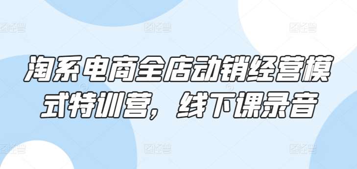 淘系电商全店动销经营模式特训营，线下课录音-哔搭谋事网-原创客谋事网