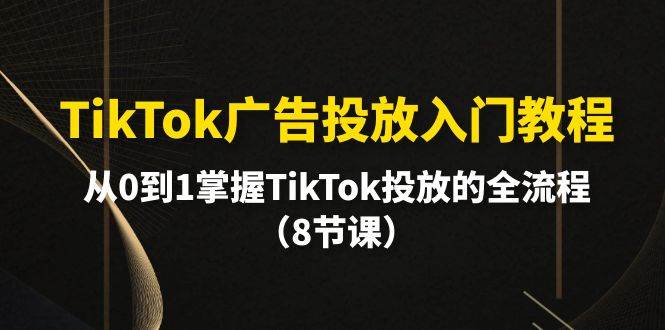 （10085期）TikTok广告投放入门教程，从0到1掌握TikTok投放的全流程（8节课）-哔搭谋事网-原创客谋事网