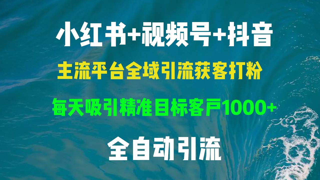 （13104期）小红书，视频号，抖音主流平台全域引流获客打粉，每天吸引精准目标客户…-哔搭谋事网-原创客谋事网