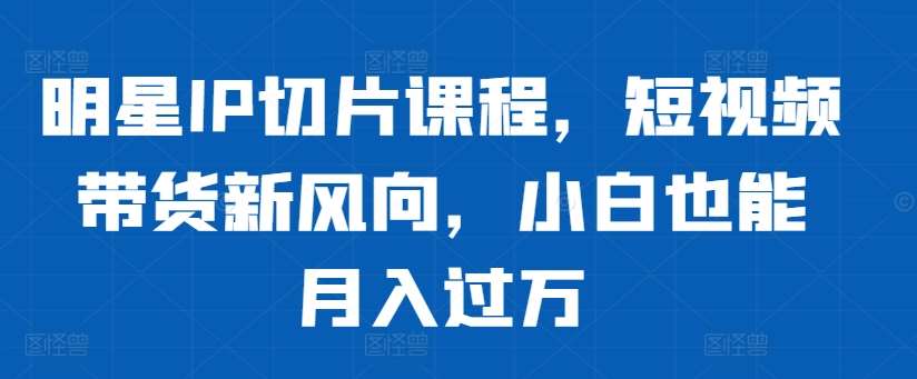 明星IP切片课程，短视频带货新风向，小白也能月入过万-哔搭谋事网-原创客谋事网