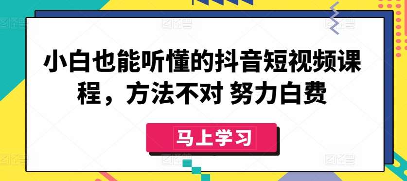 小白也能听懂的抖音短视频课程，方法不对 努力白费-哔搭谋事网-原创客谋事网