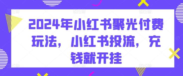 2024年小红书聚光付费玩法，小红书投流，充钱就开挂-哔搭谋事网-原创客谋事网