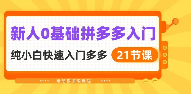 （10299期）新人0基础拼多多入门，​纯小白快速入门多多（21节课）-哔搭谋事网-原创客谋事网