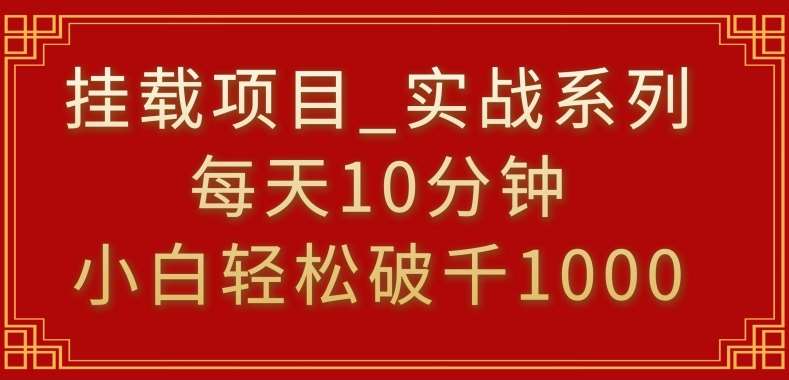 挂载项目，小白轻松破1000，每天10分钟，实战系列保姆级教程【揭秘】-哔搭谋事网-原创客谋事网