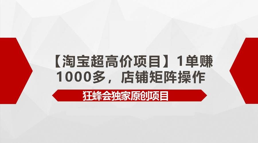 （9849期）【淘宝超高价项目】1单赚1000多，店铺矩阵操作-哔搭谋事网-原创客谋事网