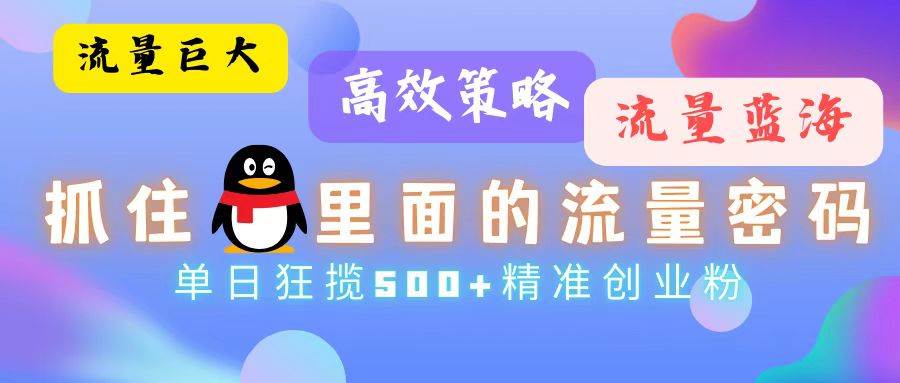 （13068期）流量蓝海，抓住QQ里面的流量密码！高效策略，单日狂揽500+精准创业粉-哔搭谋事网-原创客谋事网