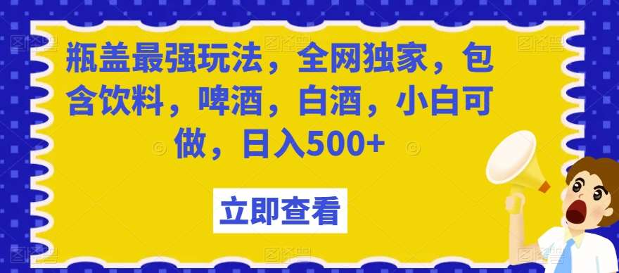 瓶盖最强玩法，全网独家，包含饮料，啤酒，白酒，小白可做，日入500+【揭秘】-哔搭谋事网-原创客谋事网