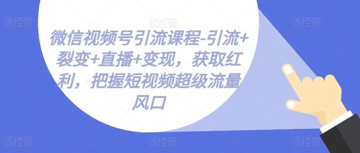 微信视频号引流课程-引流+裂变+直播+变现，获取红利，把握短视频超级流量风口-哔搭谋事网-原创客谋事网