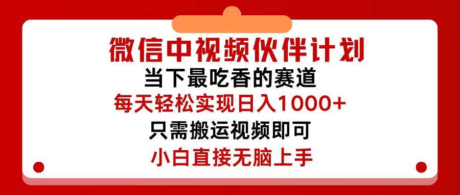 （12017期）微信中视频伙伴计划，仅靠搬运就能轻松实现日入500+，关键操作还简单，…-哔搭谋事网-原创客谋事网