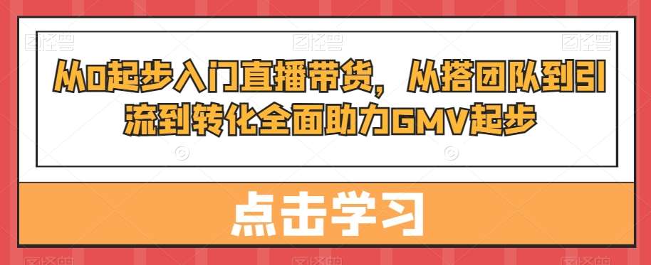 从0起步入门直播带货，​从搭团队到引流到转化全面助力GMV起步-哔搭谋事网-原创客谋事网