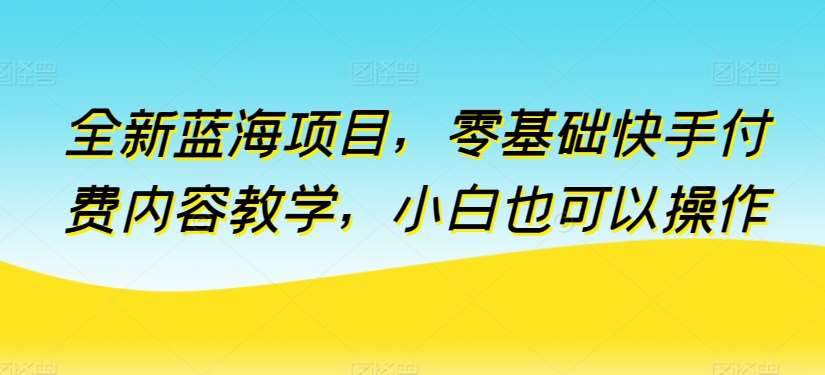 全新蓝海项目，零基础快手付费内容教学，小白也可以操作【揭秘】-哔搭谋事网-原创客谋事网